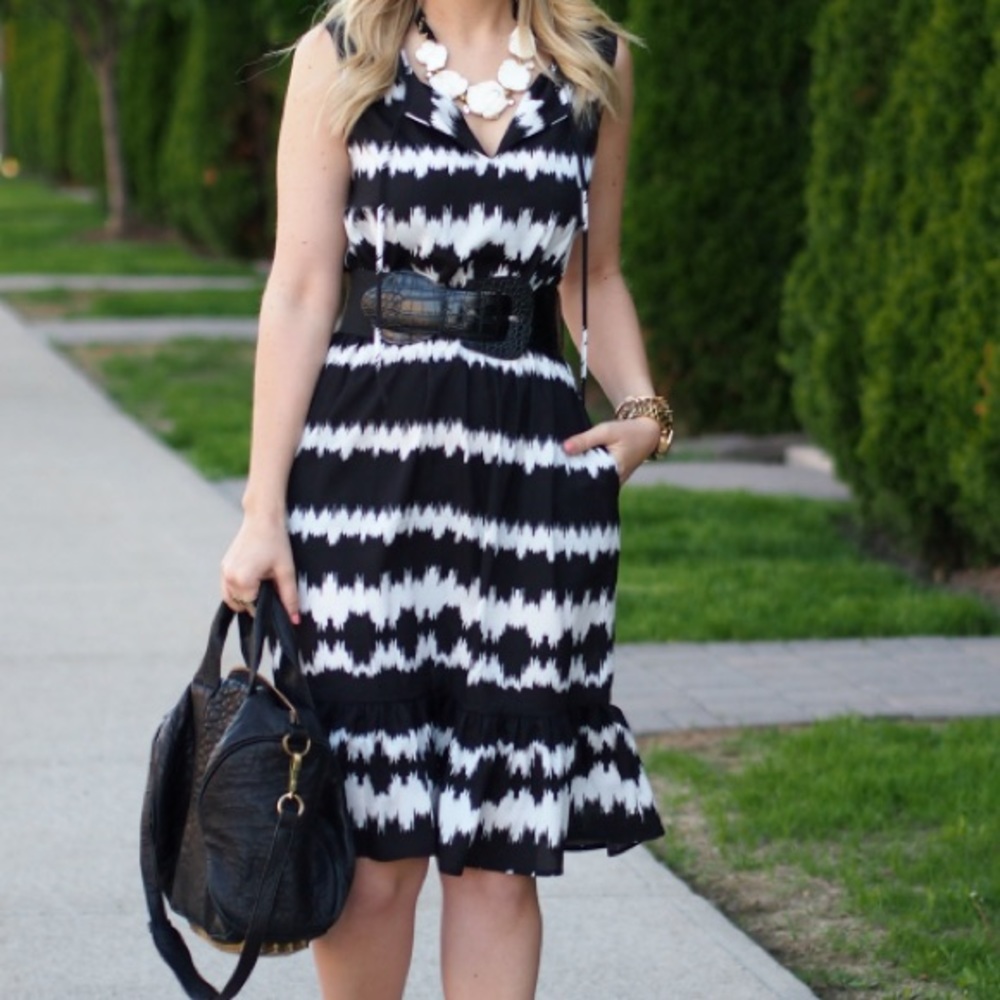 Joe Fresh Black and White Print Halter Dress